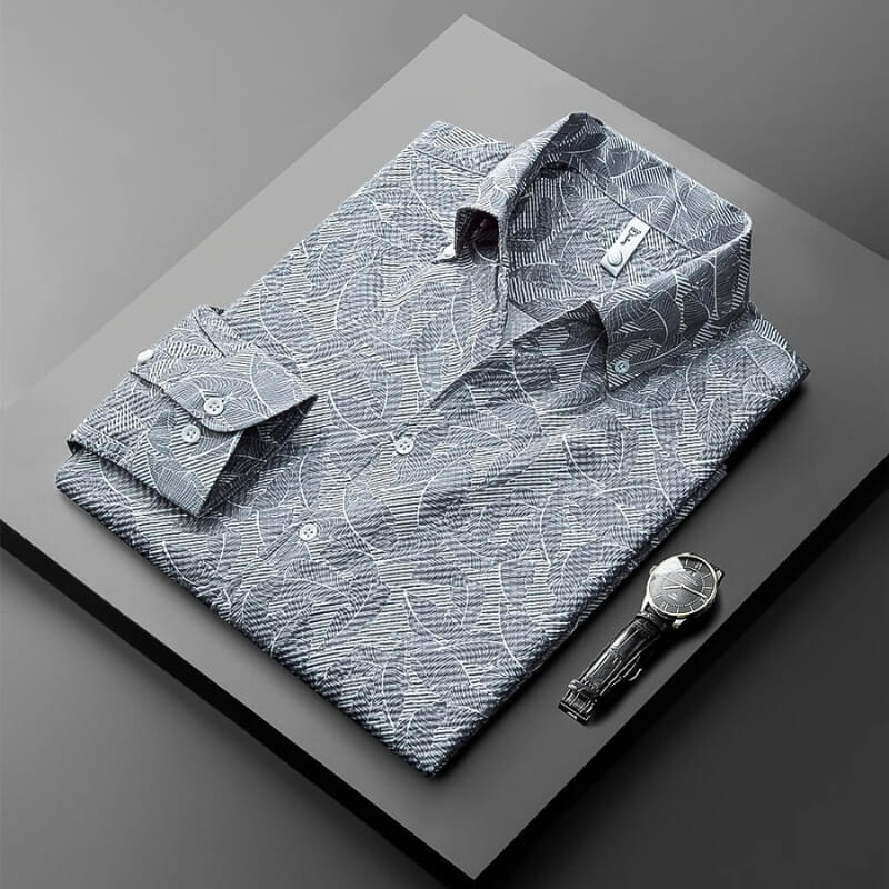 JVance® Signature Series Leaf Motif Jacquard Seersucker Shirt