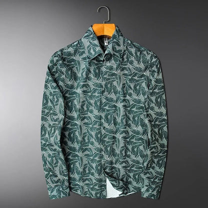 JVance® Signature Series Leaf Motif Jacquard Seersucker Shirt