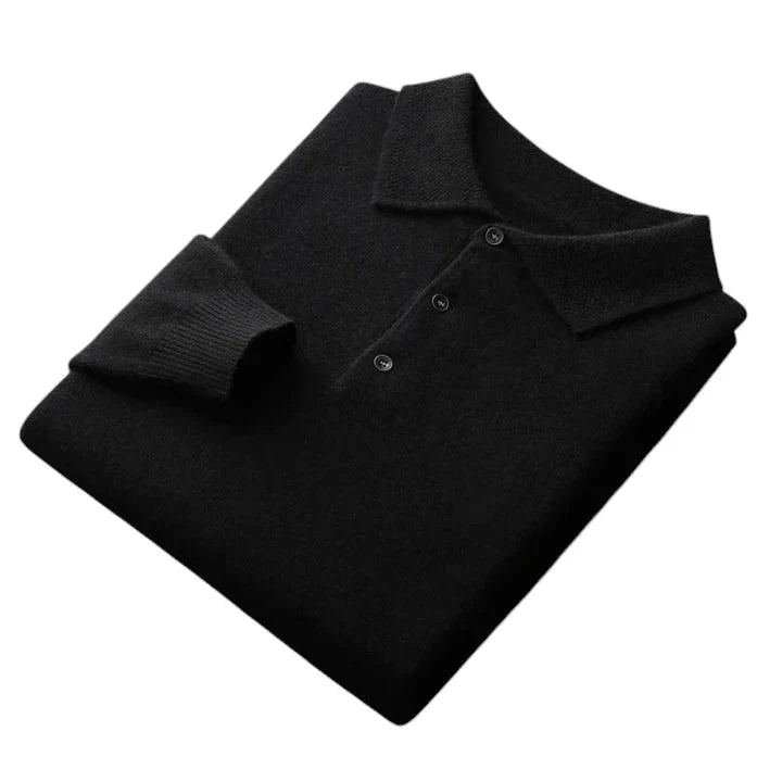 Lazare - Elegantes und Weiches Cashmere-Polo mit Langen Ärmeln für Herren