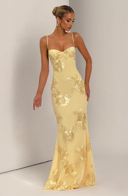 Damen Maxikleid mit Spaghettiträgern Elegantes Sommerkleid für Hochzeitsgäste