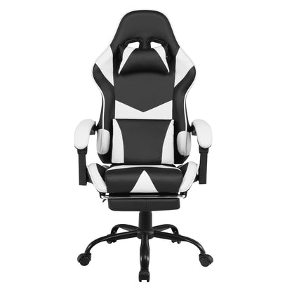 Gaming Stoel met Voetsteun en Verstelbare Rugleuning 135° – Ergonomische Bureaustoel PU Leer met Hoofd- en Lendenkussen | Restfield