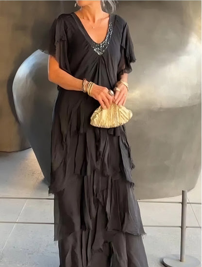 RegalGrace | V-Ausschnitt Maxikleid
