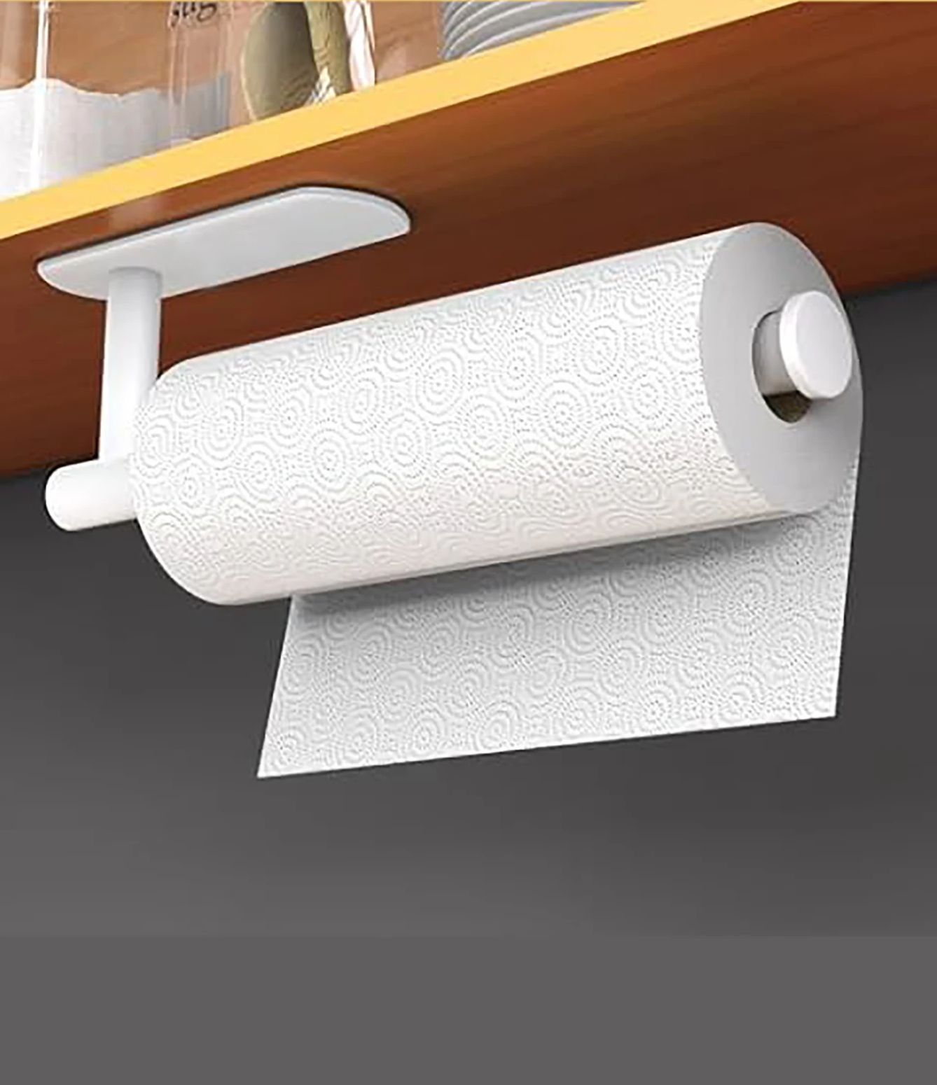 Stick & Grip No-Drill Adhesive Paper Towel & Toilet Roll Holder – Space-Saving Wall Organizer for Kitchen & Bathroom