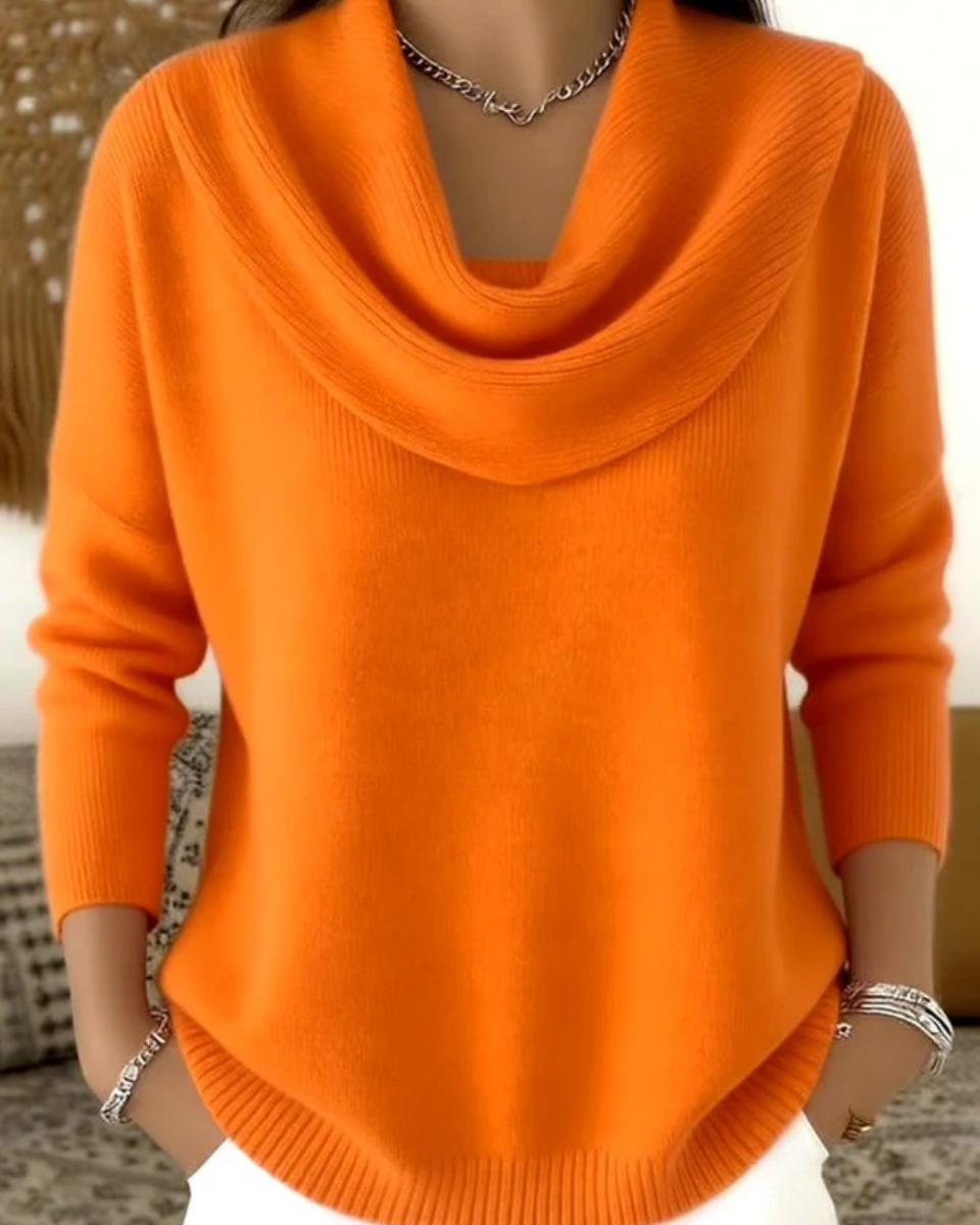 Pullover mit gerafftem Kragen