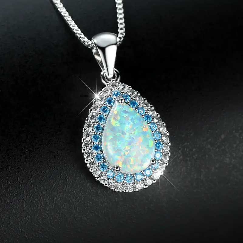 Colgante Gota de Ópalo Azul Brillante