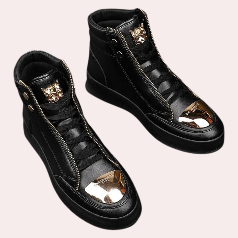 Men’s High Top Sneakers Metallic Toe Statement Streetwear Trainers