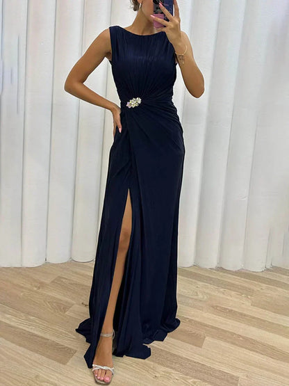Women's Wedding Guest Pleated Maxi Dress Evening