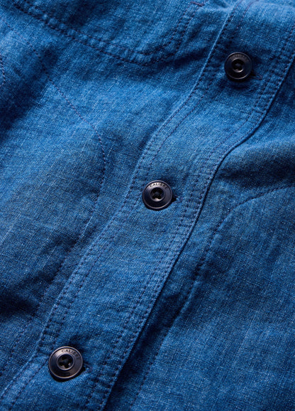 Washed Linen Shirt Jacket Indigo