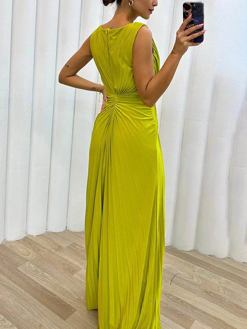 Women's Wedding Guest Pleated Maxi Dress Evening