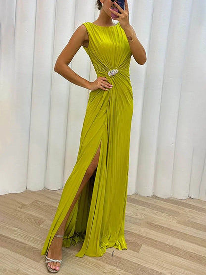 Women's Wedding Guest Pleated Maxi Dress Evening