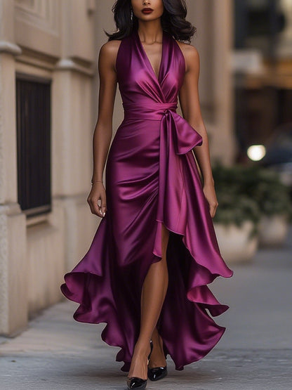 GRETA | Abito in Satin Drappeggiato in Vita