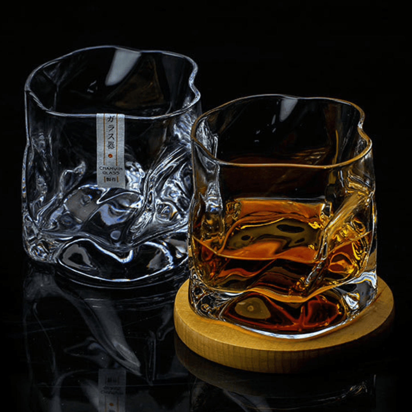 Whiskeyglas Edo Kiriko Japans Kristal Crumple Design Houten Geschenkdoos Handgemaakt | Restfield