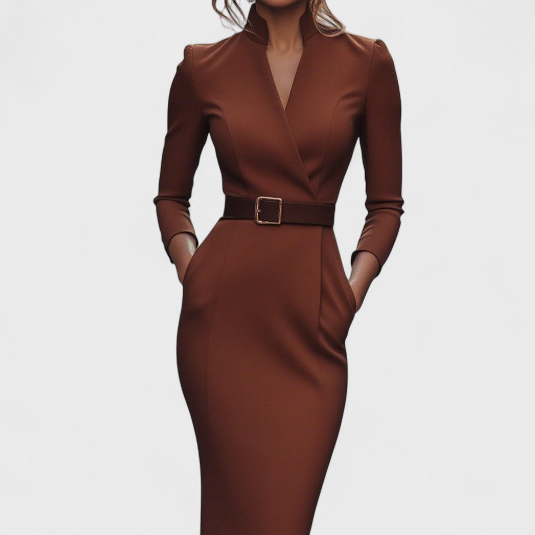 Alexia I Rochie elegantă cu brâu și Galbener