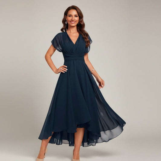 Noelia - Vestido de noche fluido con escote en v