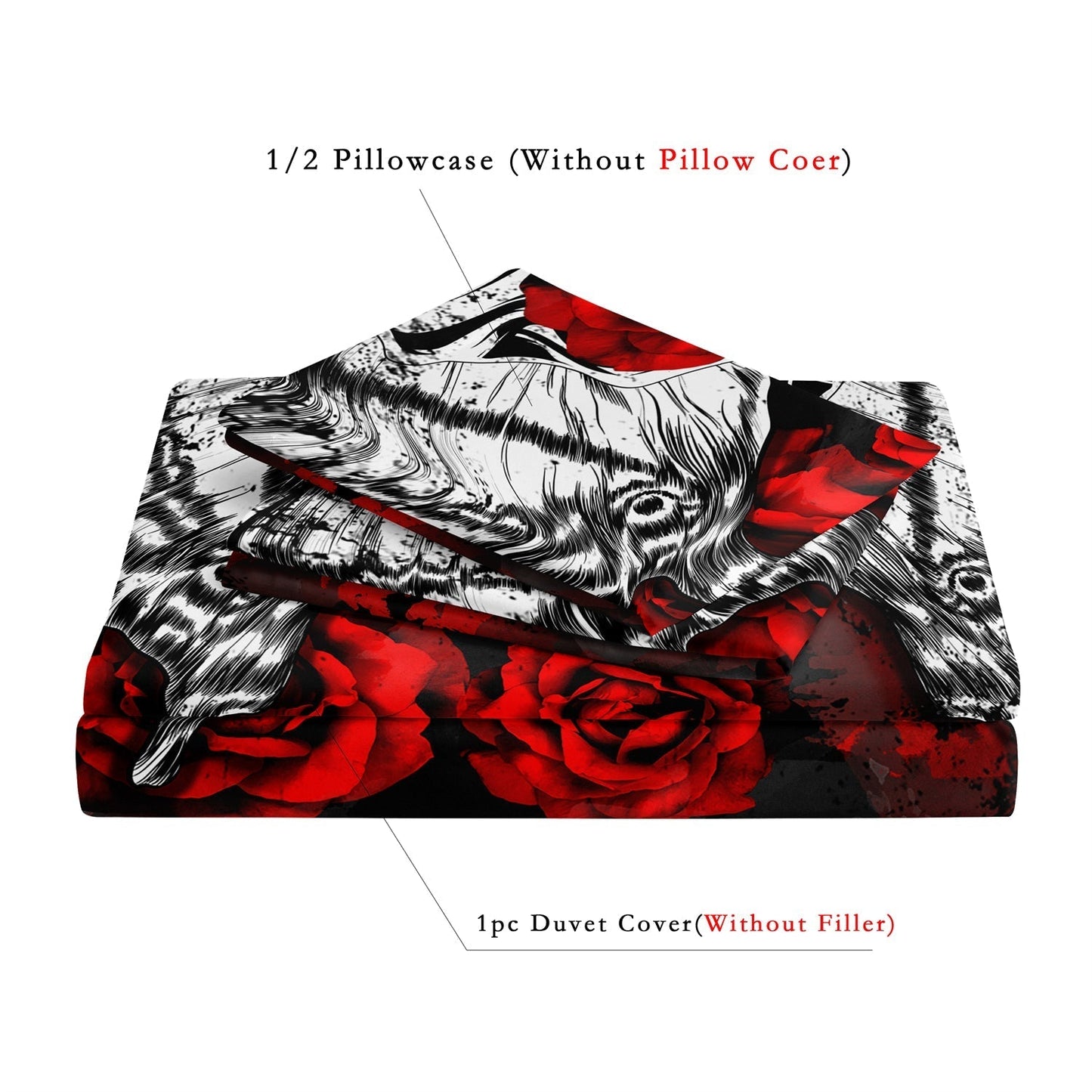 home & garden : Luxe Layers - Hard Rock Rose Skull Dekbedovertrek Beddengoed Set in van Pantino