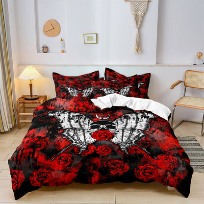 home & garden : Luxe Layers - Hard Rock Rose Skull Dekbedovertrek Beddengoed Set in EU King van Pantino