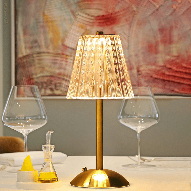 VetroClassico | Draadloze Vintage Tafellamp – Kristal-Look – Oplaadbaar – Touch Control