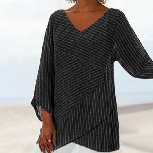 Ella™ Top w Paski Drapowane