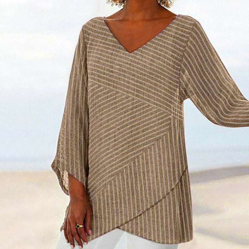 Ella™ Top w Paski Drapowane