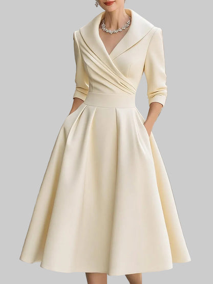 Olivia | Satin Wrap V Neck Midi Dress