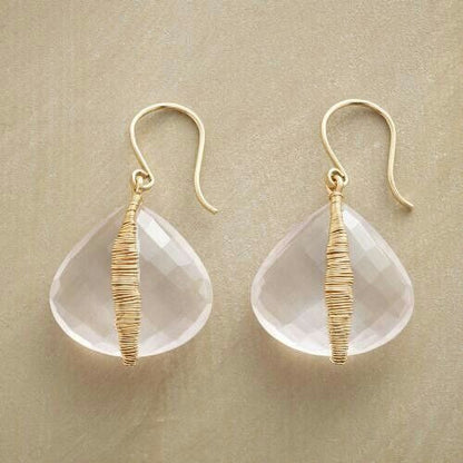 Brincos Artesanais em Ouro com Cristal Branco