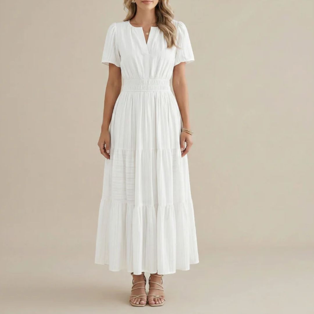 Elara™ | Boho Sukienka Maxi w Kształcie A z Dekoltem