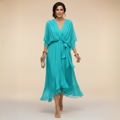 MARTA™ | ROBE EN CHIFFON AVEC COL EN V