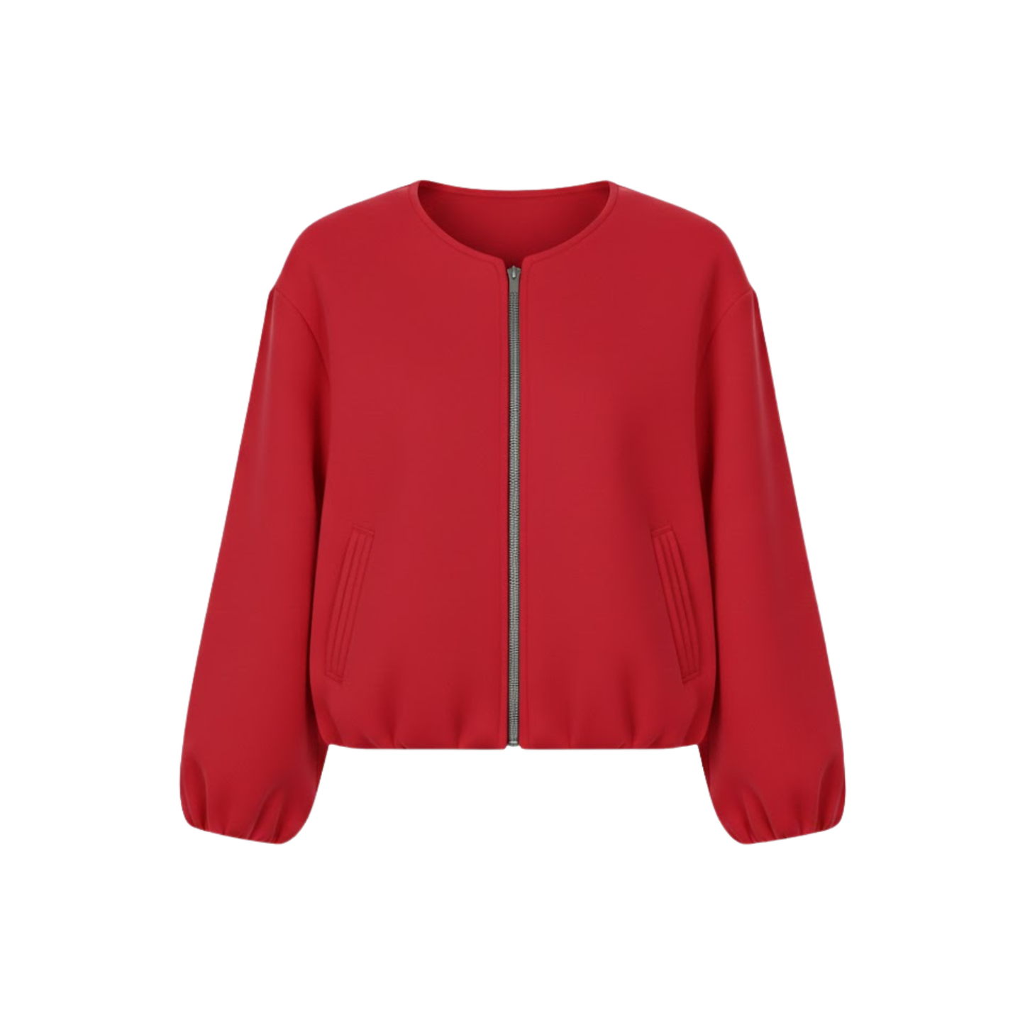 Veste bomber courte pour femme avec fermeture éclair et col rond décontractée