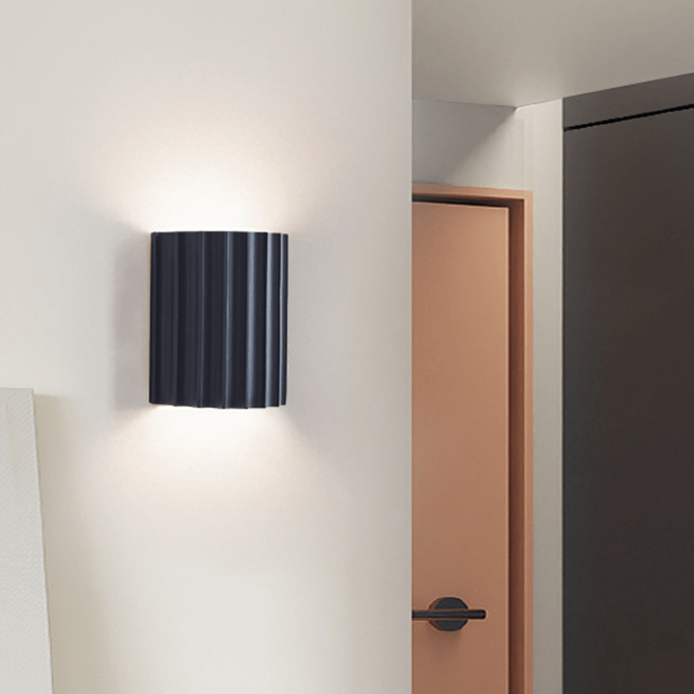 Modern Half-Round Resin Wall Lamp for Living Room | Up & Down Lighting | G9 Dual Light Fixture | Contemporary Indoor Wall Sconce