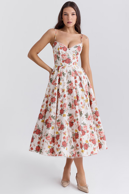 Women’s Satin Swing Midi Dress – Vintage Fit & Flare Elegance