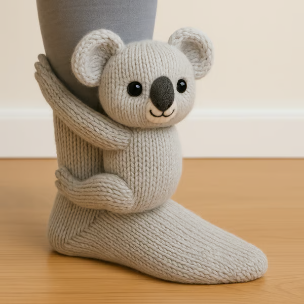 Women's Knit Stitched 3D Animal Hug Socks