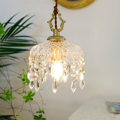 Kristallen Hanglamp Koper E14 Vintage Bloem K9 Kristal Glas Slaapkamer Hal Entree Romantisch Pendellamp Antiek | Restfield