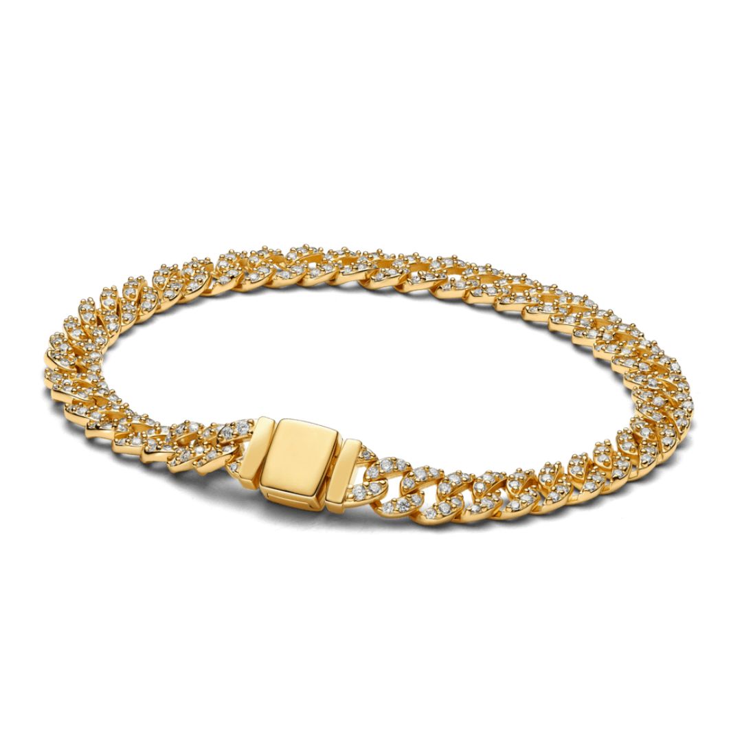 Pave Cuban Bracelet with Gemstone Accents for events and Daily Wear