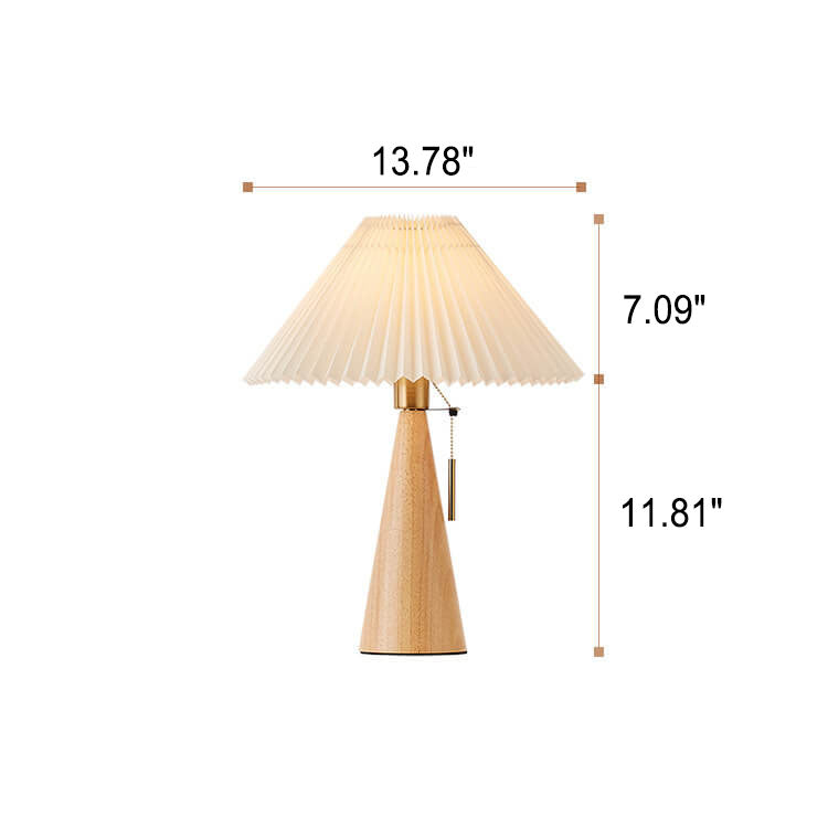 Eronix - Japanische Minimalistische Vintage Tischlampe mit Holz Stoff und LED