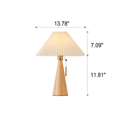 Eronix - Japanische Minimalistische Vintage Tischlampe mit Holz Stoff und LED