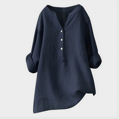 Veronique | Blusa Elegante de Algodón-Lino con Escote en V