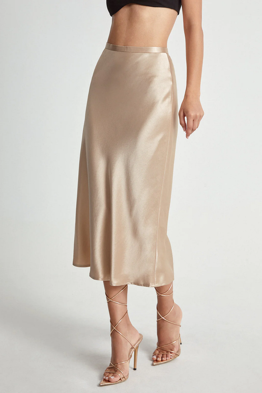 Jupe midi femme satinée coupe fluide