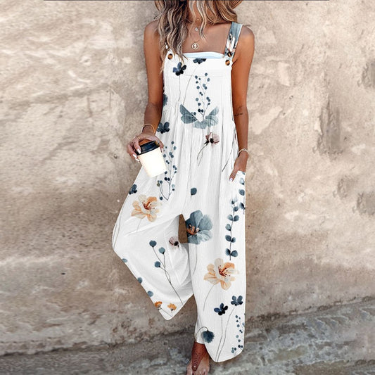 Daisy | Damen Overall mit floralem Druck, weit geschnitten, ärmellos