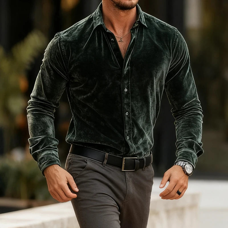 DUVAL PARIS™ | CHEMISE CLASSIQUE EN VELOURS POUR HOMMES