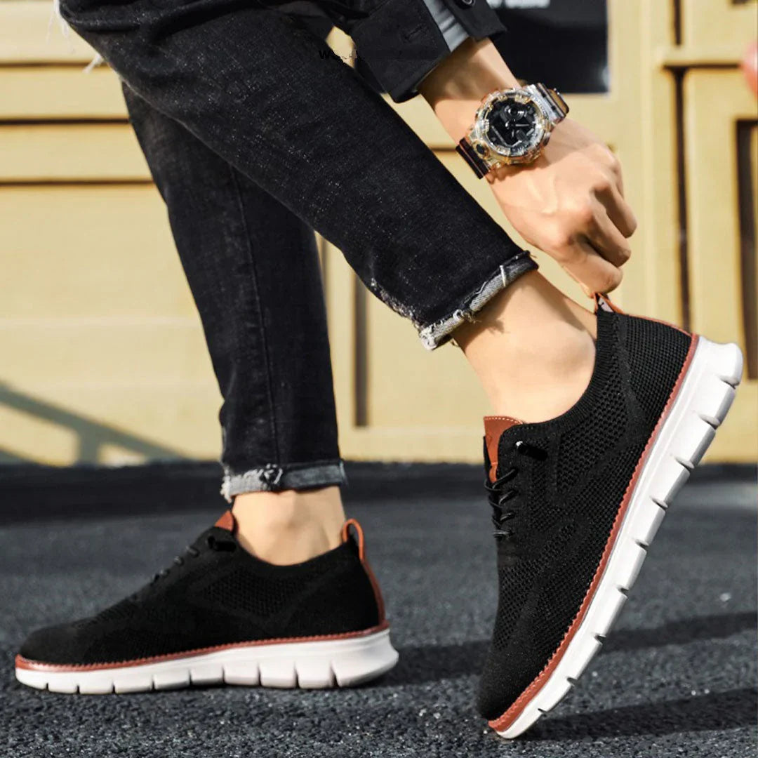 Men's Knit Mesh Lace Up Breathable Lightweight Walking Shoes