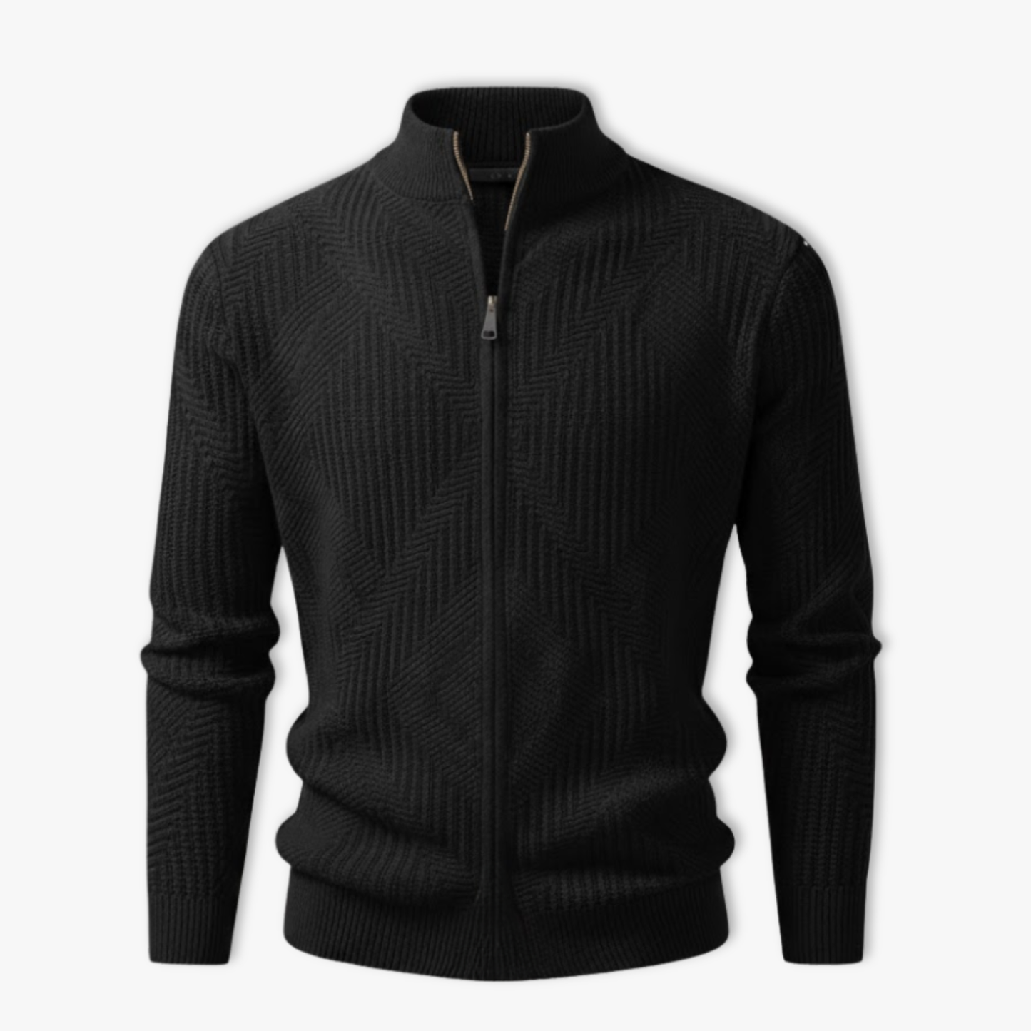 Veste en maille homme motifs géométriques col montant protecteur