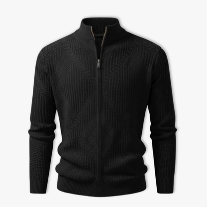 Veste en maille homme motifs géométriques col montant protecteur