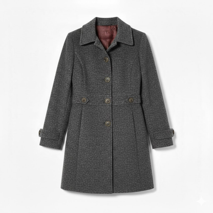 Manteau mi-long en laine à col tailleur et boutonnage multiple