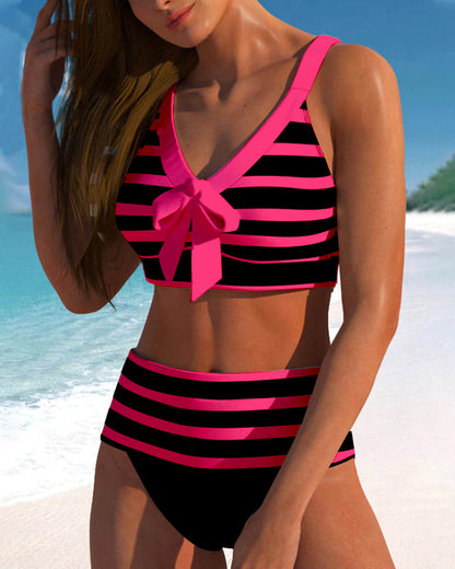 Romy - Bikini Rayé Taille Haute