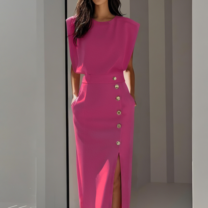 Midi-Kleid für Damen mit Seitenschlitz