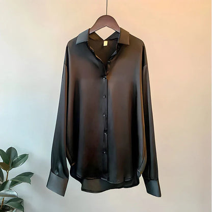 Women’s Silk Blouse – Long Sleeve Top for Work & Evening