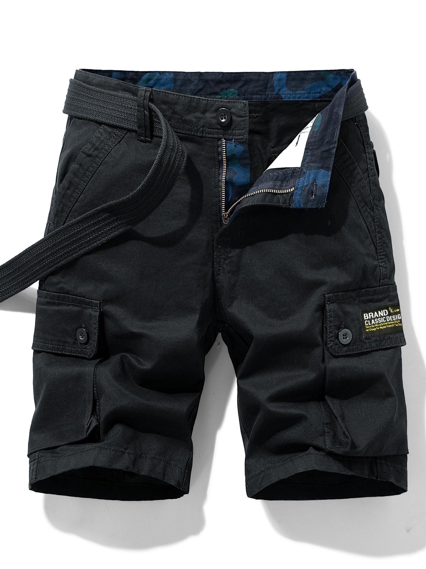 Men's Casual Cargo Shorts with Belt and Pockets