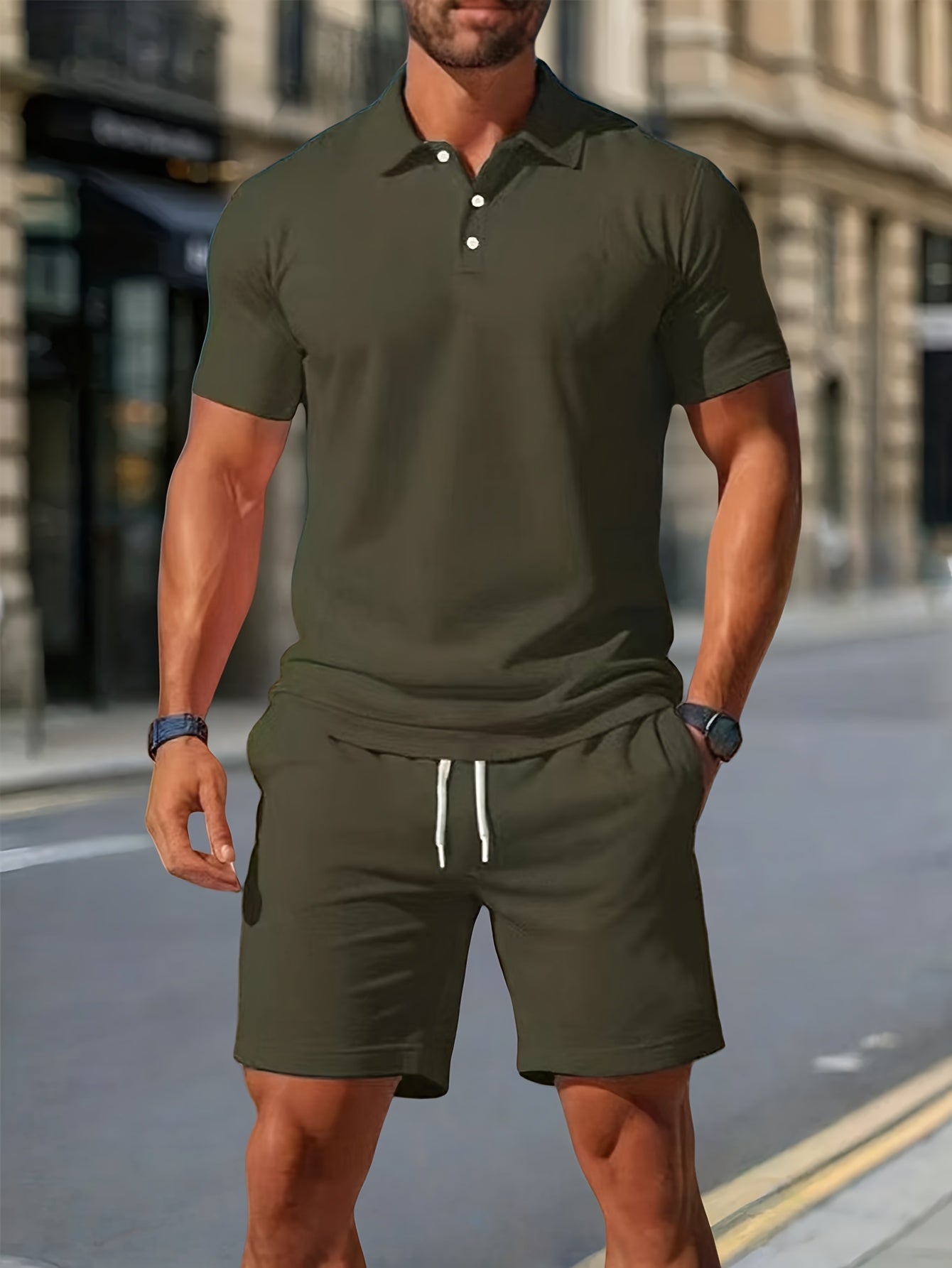 Declan | Textured Polo Shirt and Shorts Set