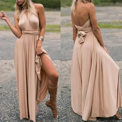 Celina | Sleeveless Convertible Maxi Dress with Multiway Wrap Styling | Elegant Floor-Length Bridesmaid & Wedding Guest Dress | Wedding Dresses