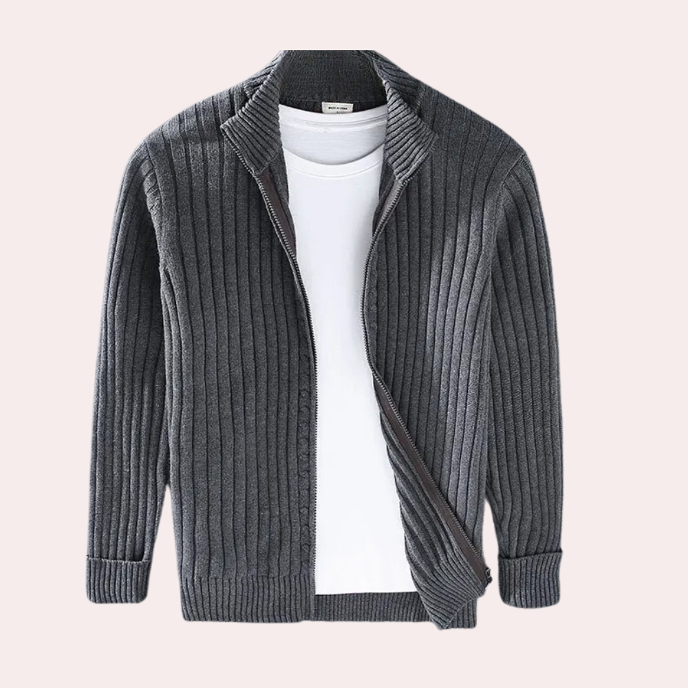 Men’s Knitted Zip Cardigan – Modern Casual Knitwear